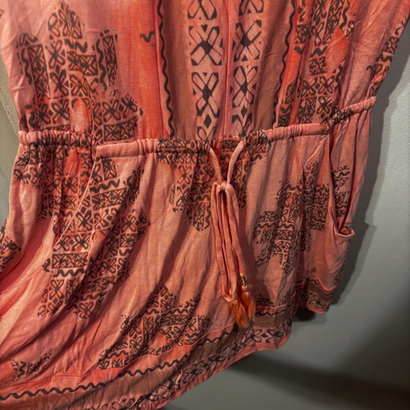 Juicy Couture Blouson Dress Orange Print 3/4 Sleeves Size Medium - Picture 4 of 10